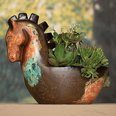 Santa Fe Clay Horse Planter