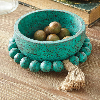 Azure Artisan Beaded Clay Bowl