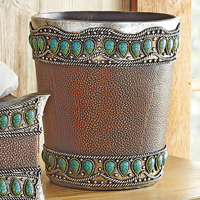 Tribal Turquoise Waste Basket