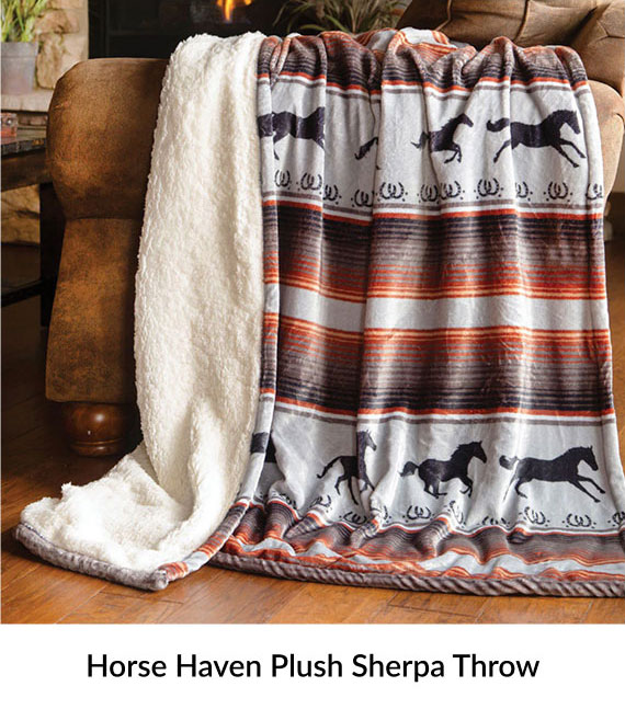 Horse Haven Plush Sherpa Throw