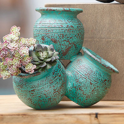 Adobe Clay Sticky Pots - Turquoise