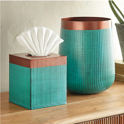 Turquoise & Copper Metal Bath Accessories