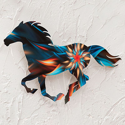 Starburst Running Horse Metal Wall Art - Large