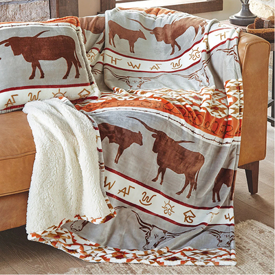 Longhorn Ranch Plush Sherpa Throw