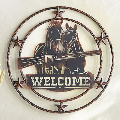 Round-Up Western Metal Welcome Sign