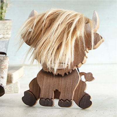 Highland Cow Wood Figurine