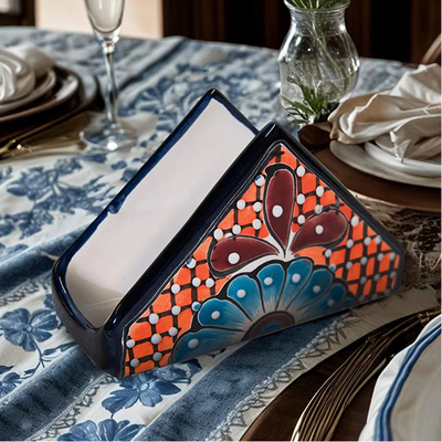 Blue Flower Talavera Napkin Holder