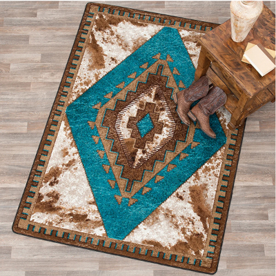 Cowhide Turquoise Diamond Rug Collection