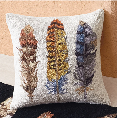 Twilight Feathers Hooked Wool Pillow & Rug
