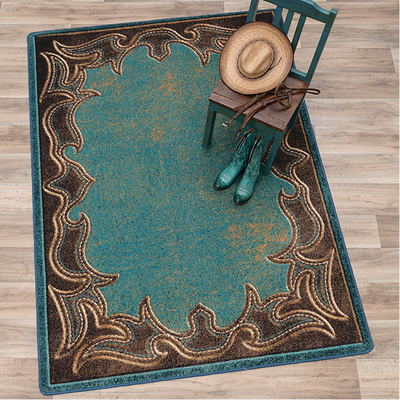 Western Stitched Turquoise Rug Collection
