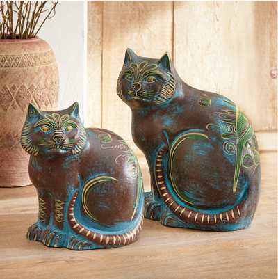 Santa Fe Clay Cats Sculptures (Set of 2)