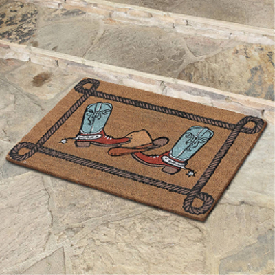 Cowboy Boots & Hat Coir Mat
