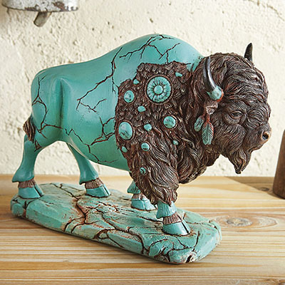 Turquoise Spirit Buffalo Sculpture