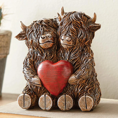 Highland Cow Love Duo Sculpture
