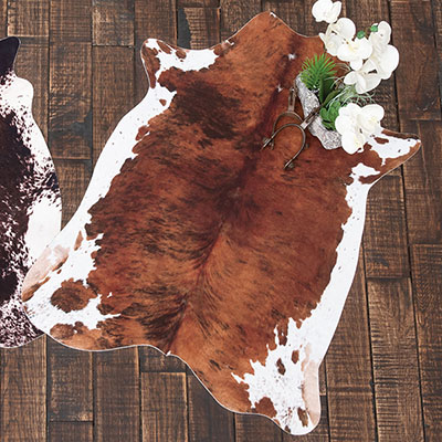 Small Faux Cowhide White Belly Rug