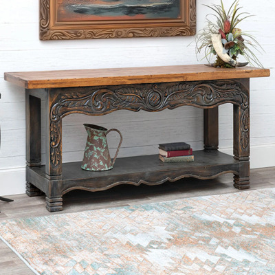 Cheyenne Carved Scrollwork Console Table