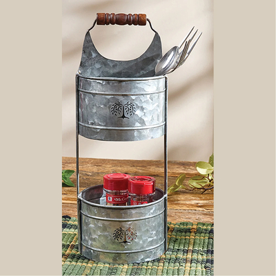 Galvanized Prairie 2 Tier Caddy