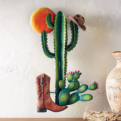 Cowboy Cactus 3-D Wall Art
