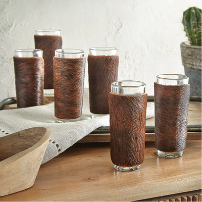 Cowhide Luxe Shot Glasses - Set of 6