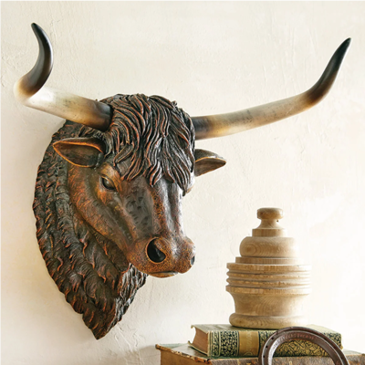 Longhorn Steer Sculpture Wall Hanging