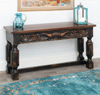 Cattle Baron Carved Longhorn Console Table