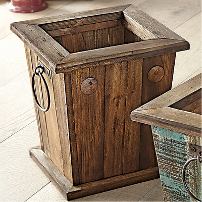 Southwestern Wood Waste Basket - Natural
