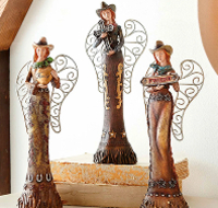 Cowgirl Angel Sculptures - Set of 3