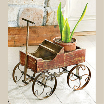 Western Wagon Planter - Red