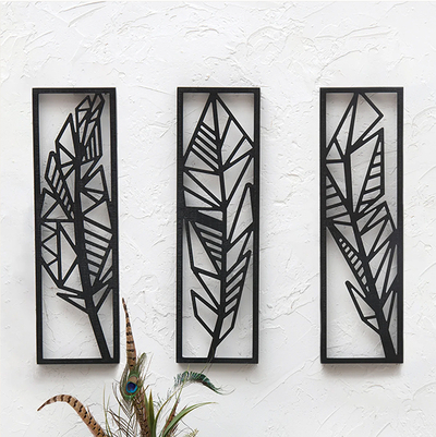 Abstract Feather Wood Wall Art