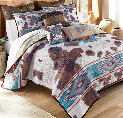 Aztec Cowhide Quilt Bed Set - Queen