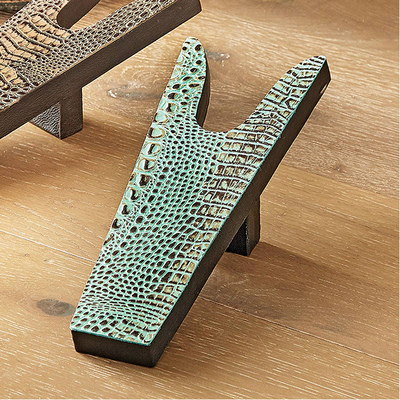 Turquoise Embossed Gator Print Leather Boot Jack