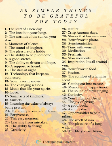 50 Simple Things to be Grateful For