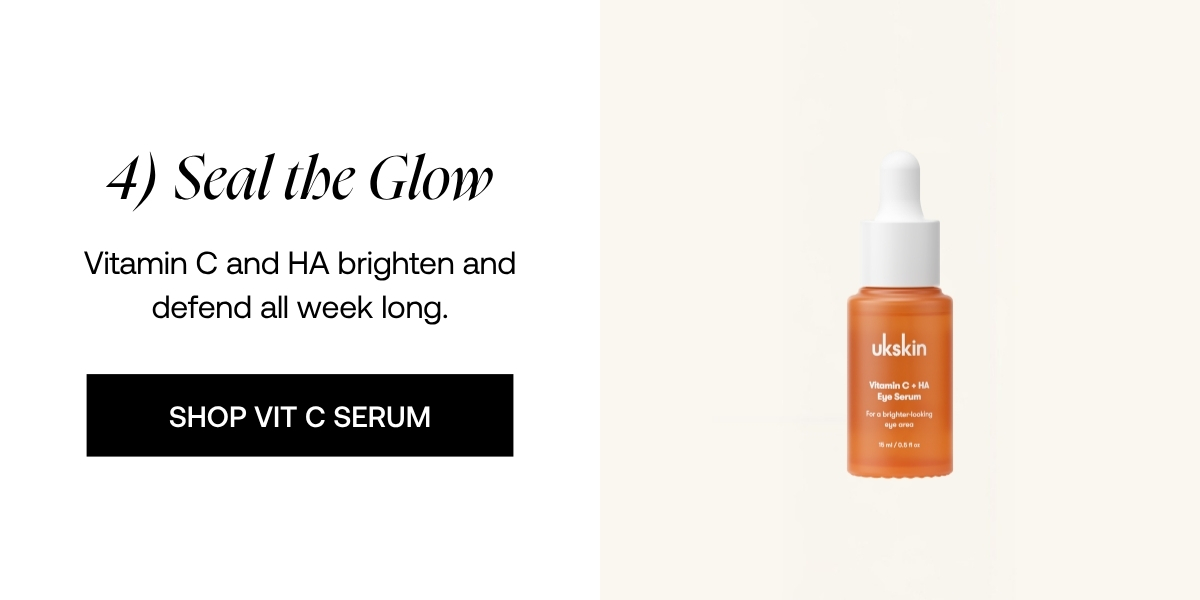 Seal the Glow Vitamin C and HA brighten and defend all week long. SHOP VIT C SERUM