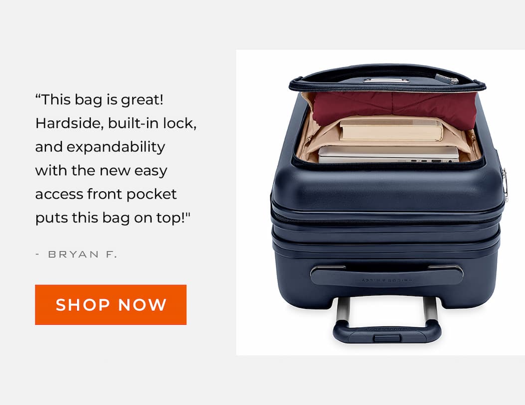 "This bag is great! Hardside, built-in lock, and expandability..." - Bryan F.