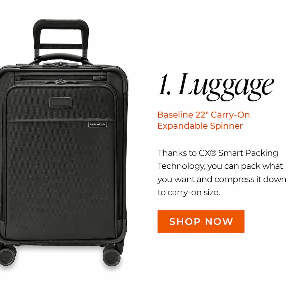 1. Luggage - Thanks to CX® Smart Packing Technology, pack what you want and compress it down to carry-on size