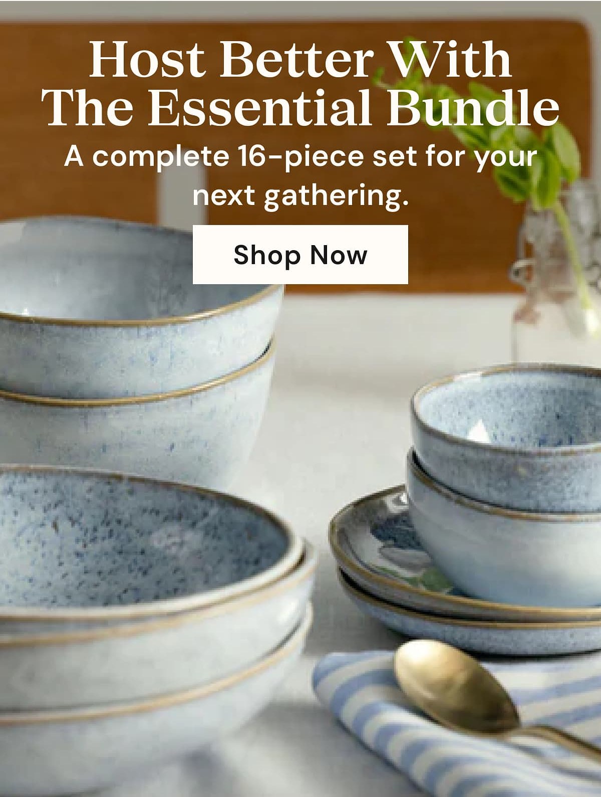 Host better with the essential bundle A complete 16-piece set for your next gathering. Shop now.