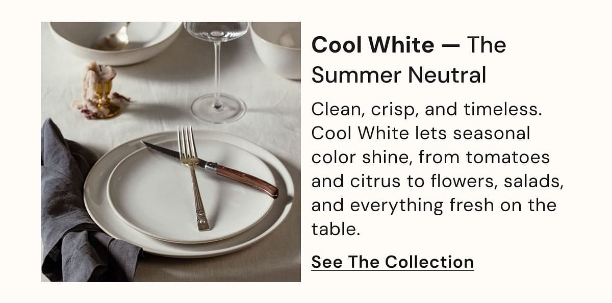 Cool White — The Summer Neutral Clean, crisp, and timeless. Cool White lets seasonal color shine, from tomatoes and citrus to flowers, salads, and…