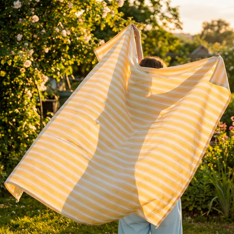 Yellow striped tablecloth - 140x220 cm