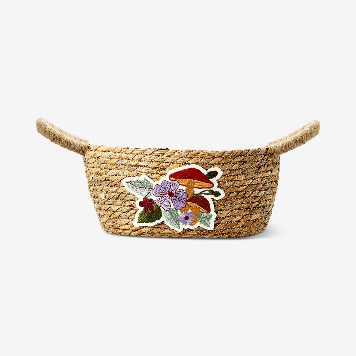 Basket with embroidered mushroom