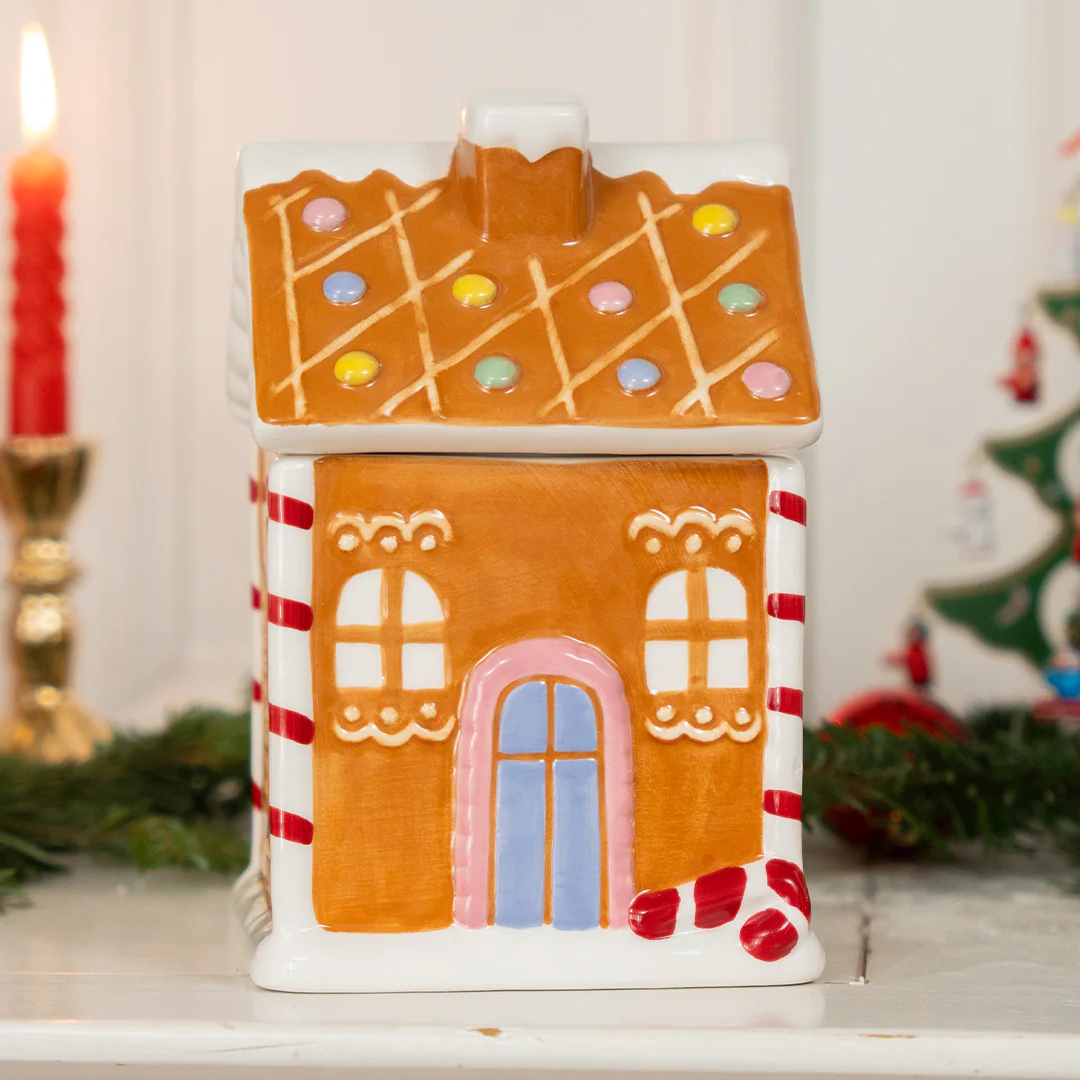 Gingerbread house storage jar - 15 cm