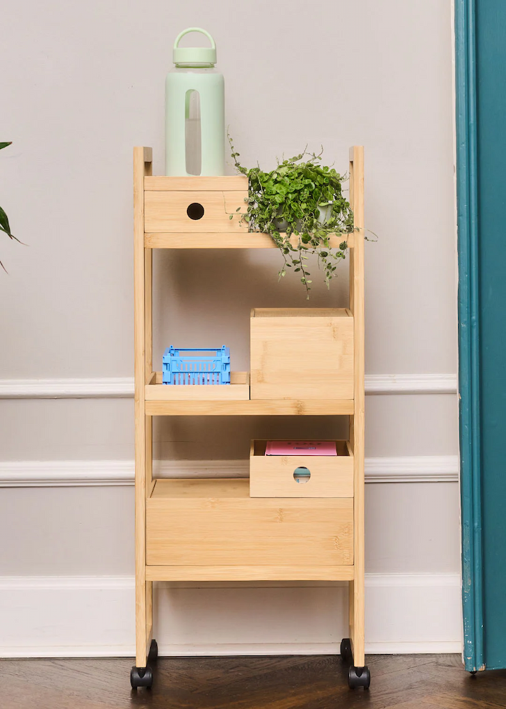 Bamboo storage trolley - 80 cm