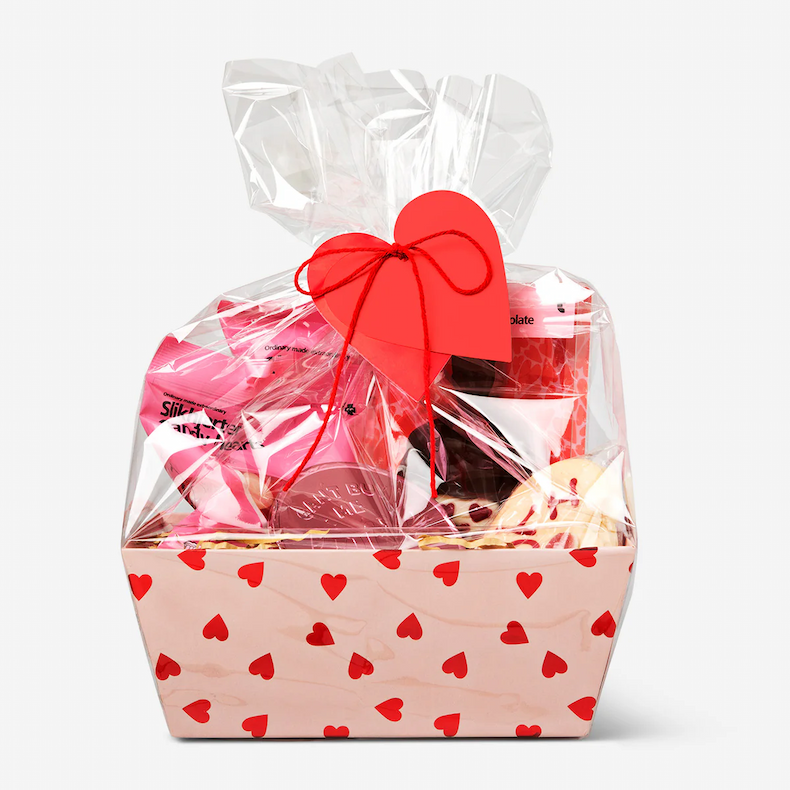 Gift basket set adorned with hearts
