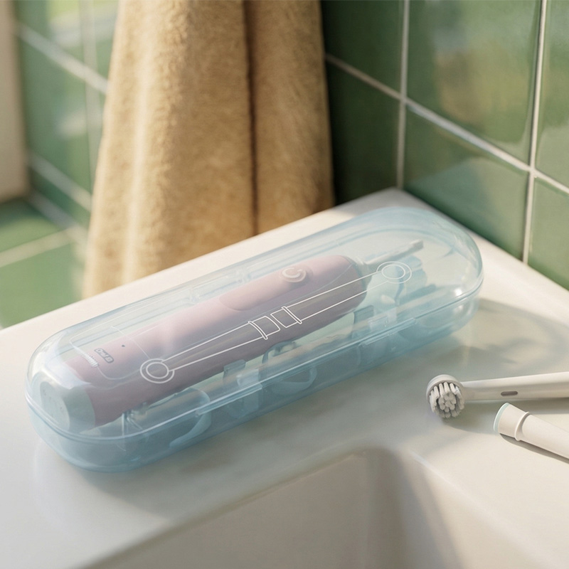 Blue travel case for electric toothbrush