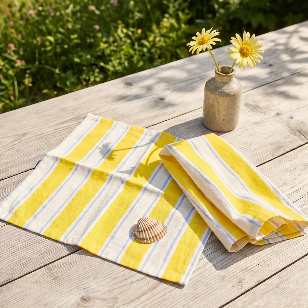 Yellow striped fabric napkins - 2 pcs
