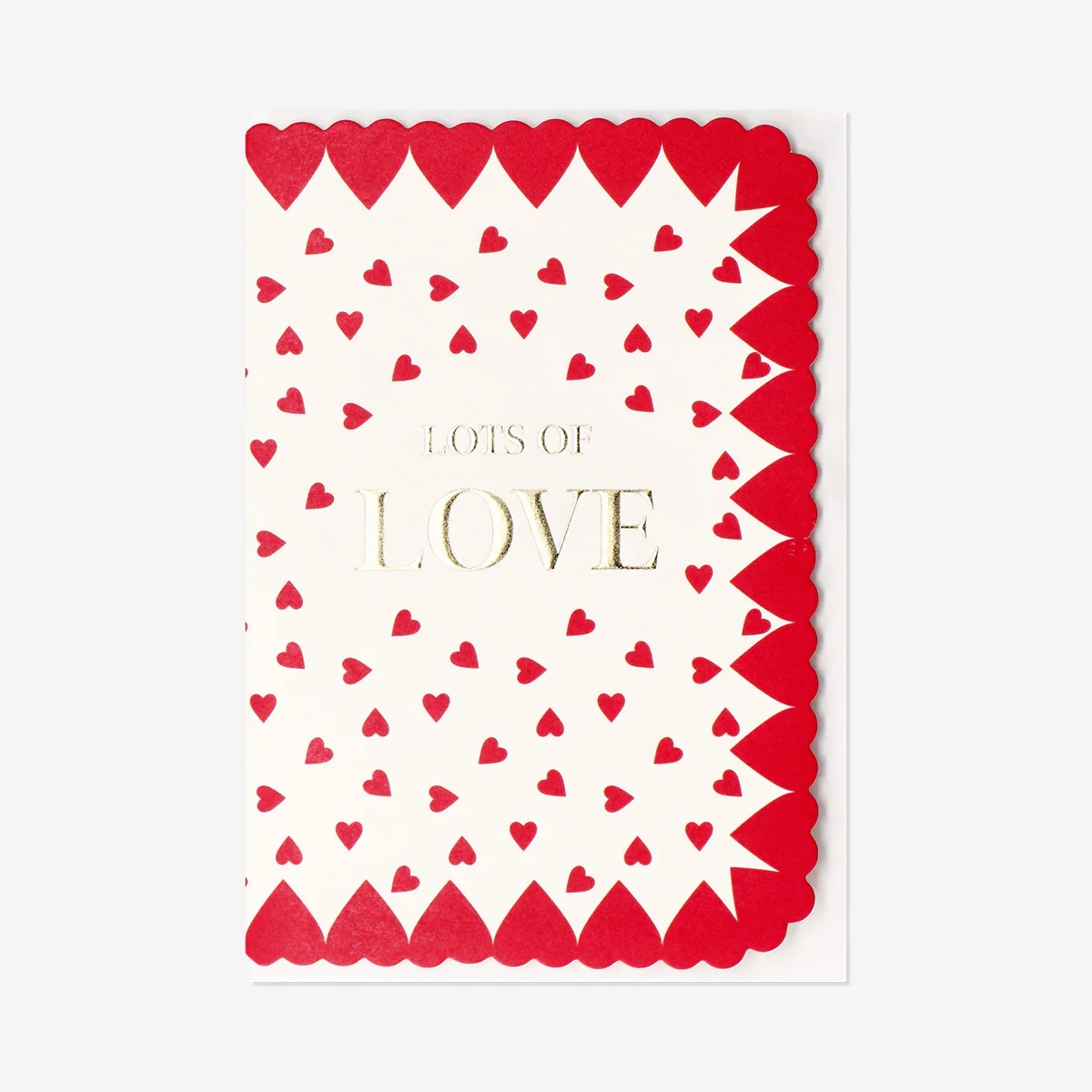 Valentine's card with red hearts