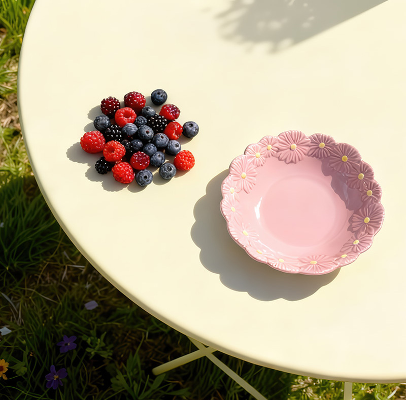 Pink flower plate - 19 cm