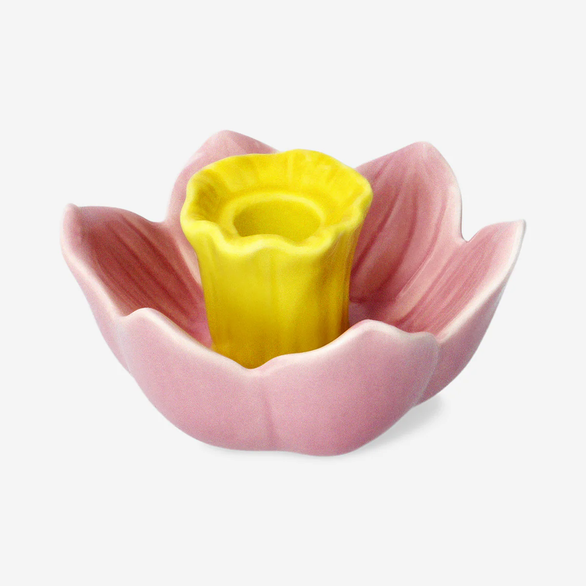 Pink daffodil candle holder