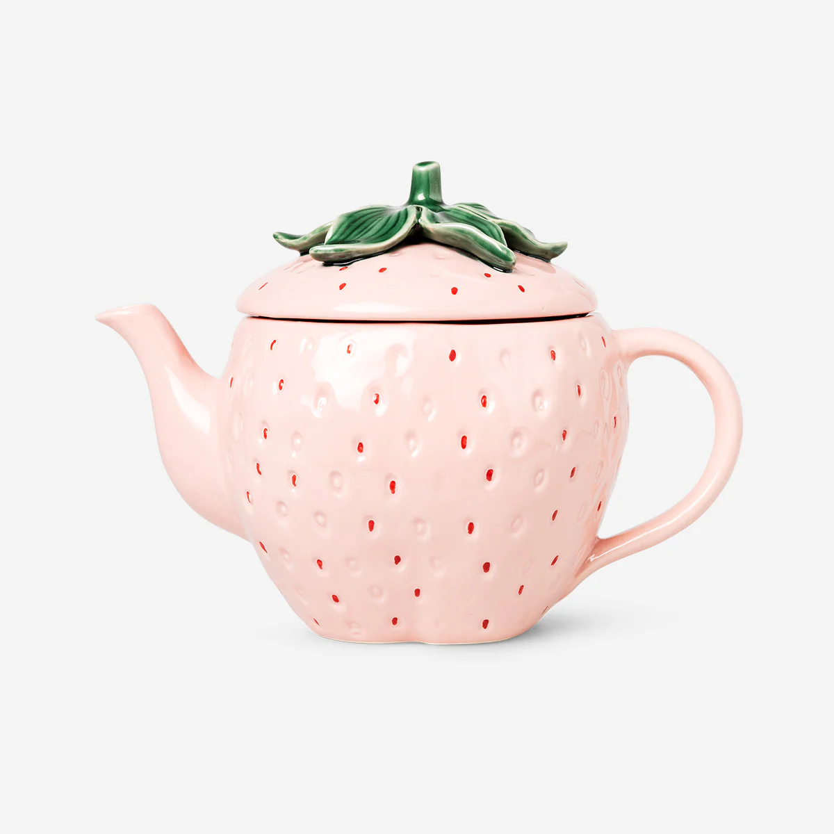 Pink strawberry teapot with lid