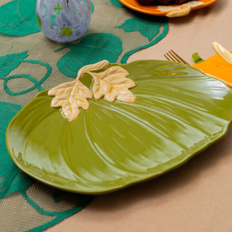 Green pumpkin serving plate - 33 cm