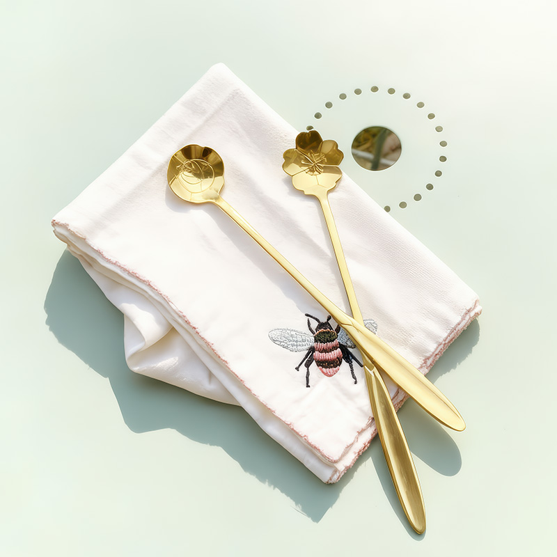 Gold floral spoons - 2 pcs